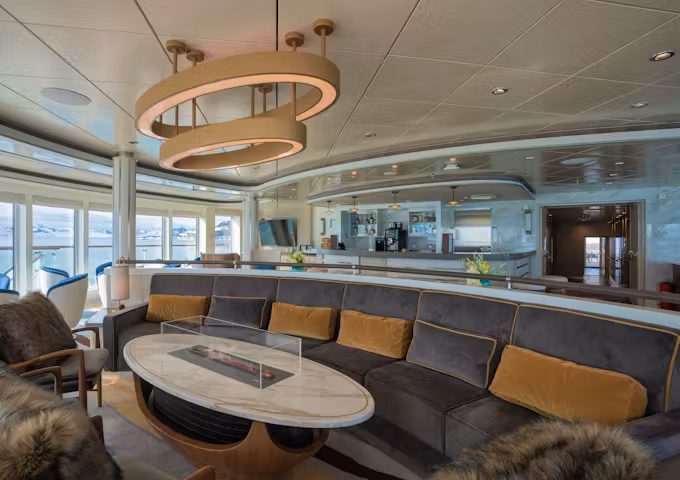 The observation lounge on Ocean Albatros, an Arctic ship
