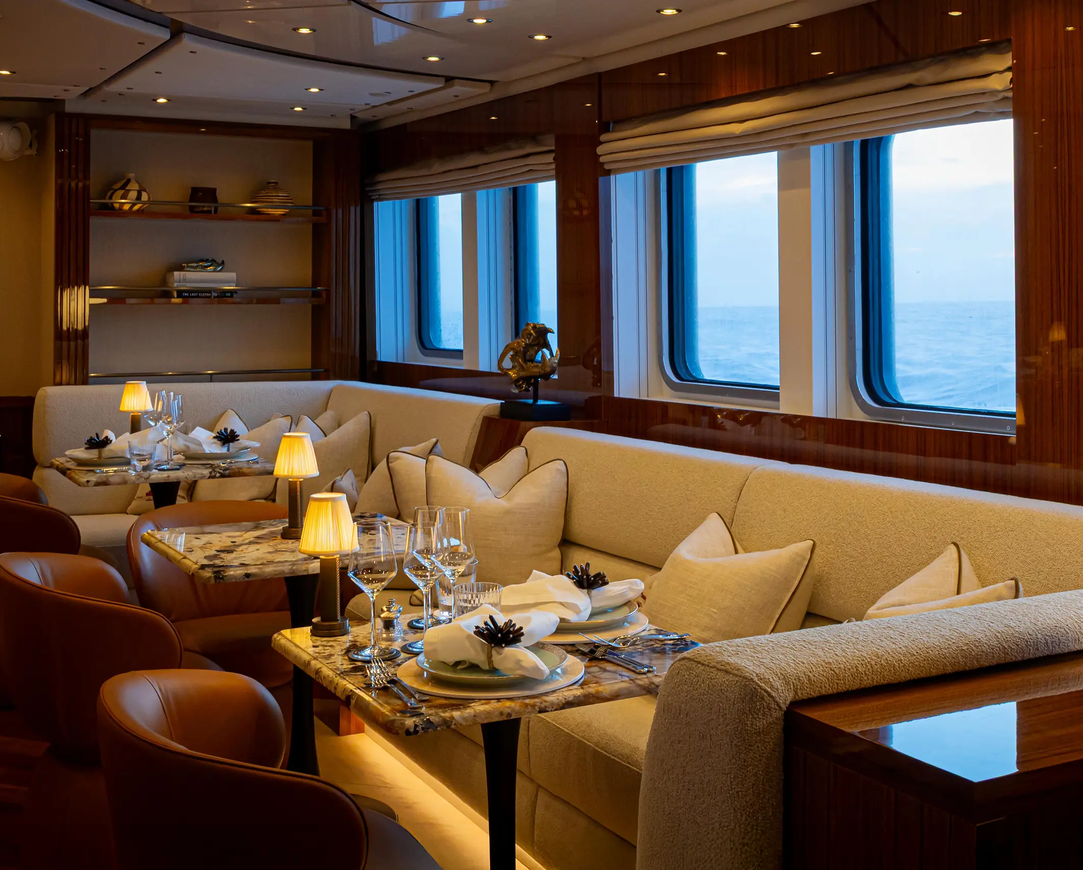 The main saloon on the Main Deck, Aqua Lares
