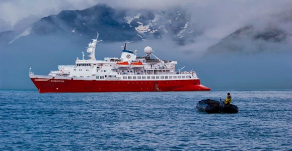 Expedition ship in the Arctic
