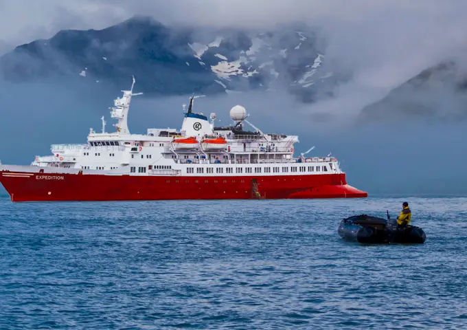 Expedition ship in the Arctic