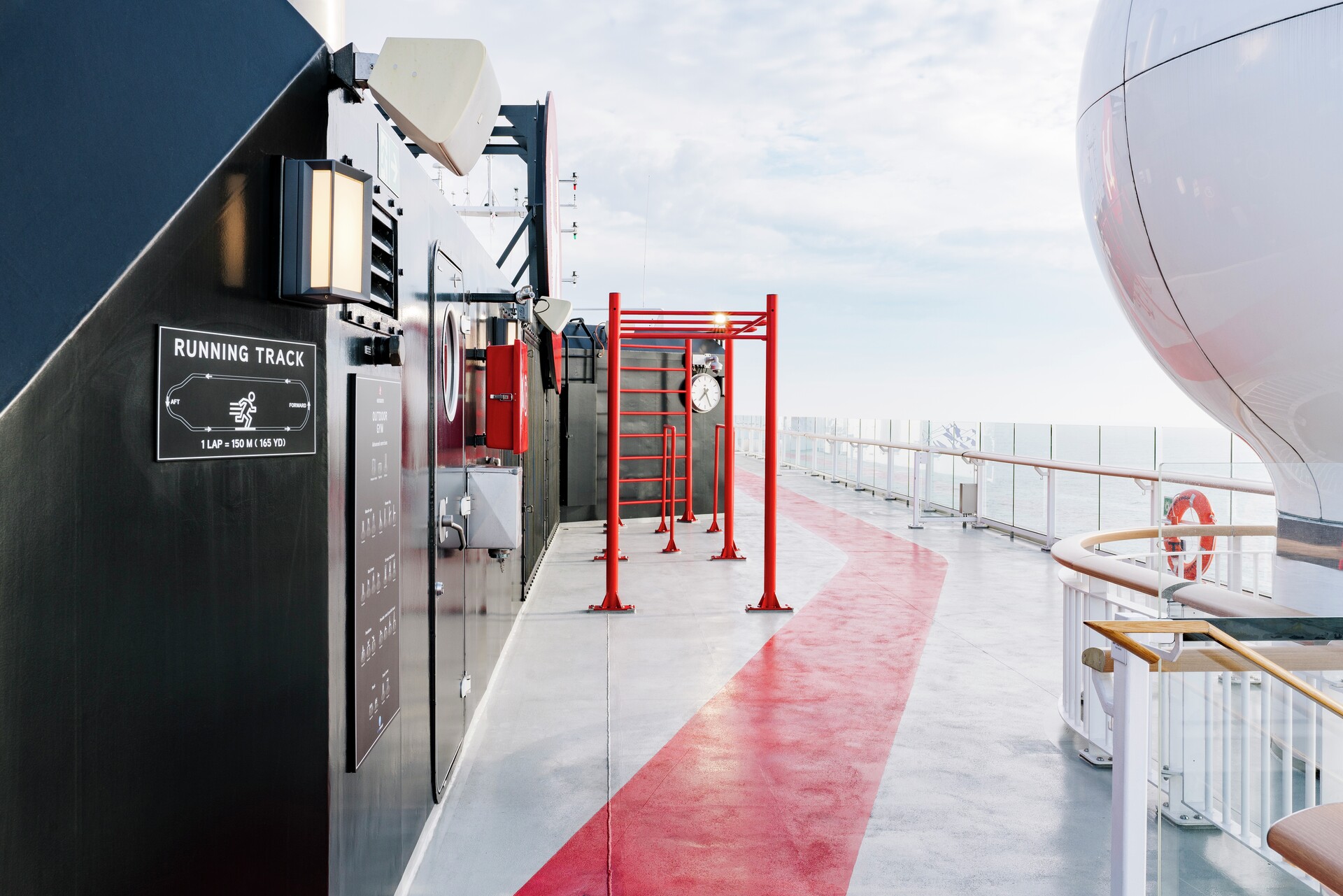 Outdoor running track on board Fridtjof Nansen, Arctic ship