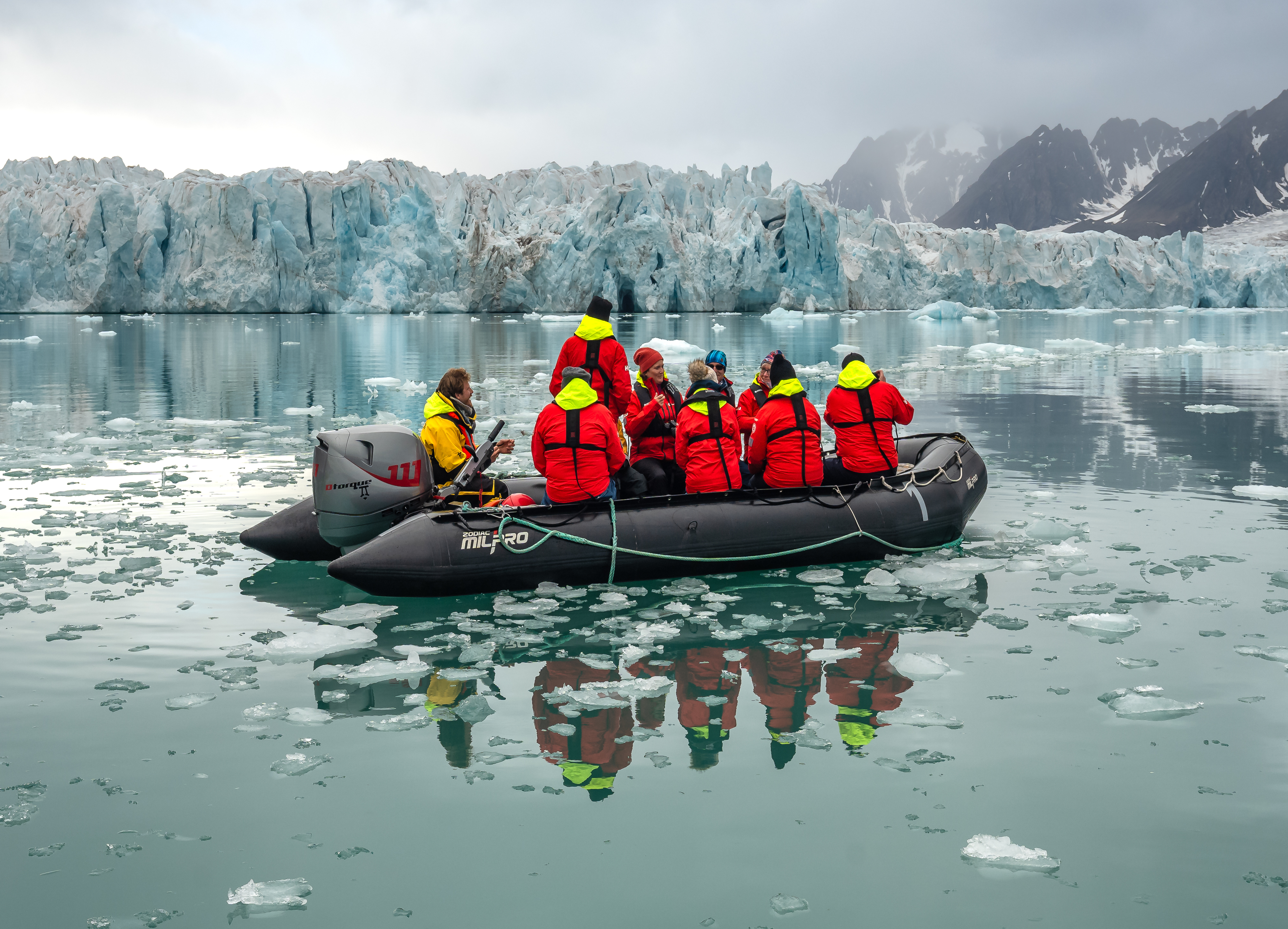 Zodiac excursion through icy waters