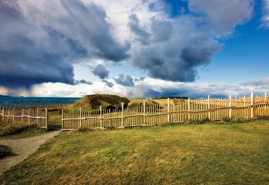 Recreated Norse buildings at L'Anse aux Meadows, Canada