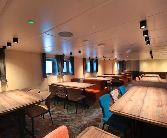 Dining room on Ortelius, Arctic vessel