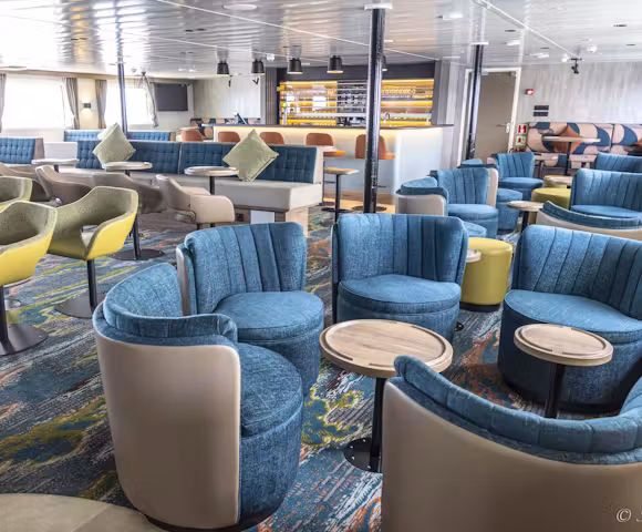 Observation Lounge bar on the Ortelius, an Arctic vessel