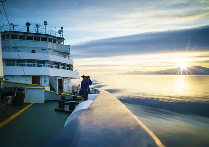 Out on the Plancius' deck in the Arctic