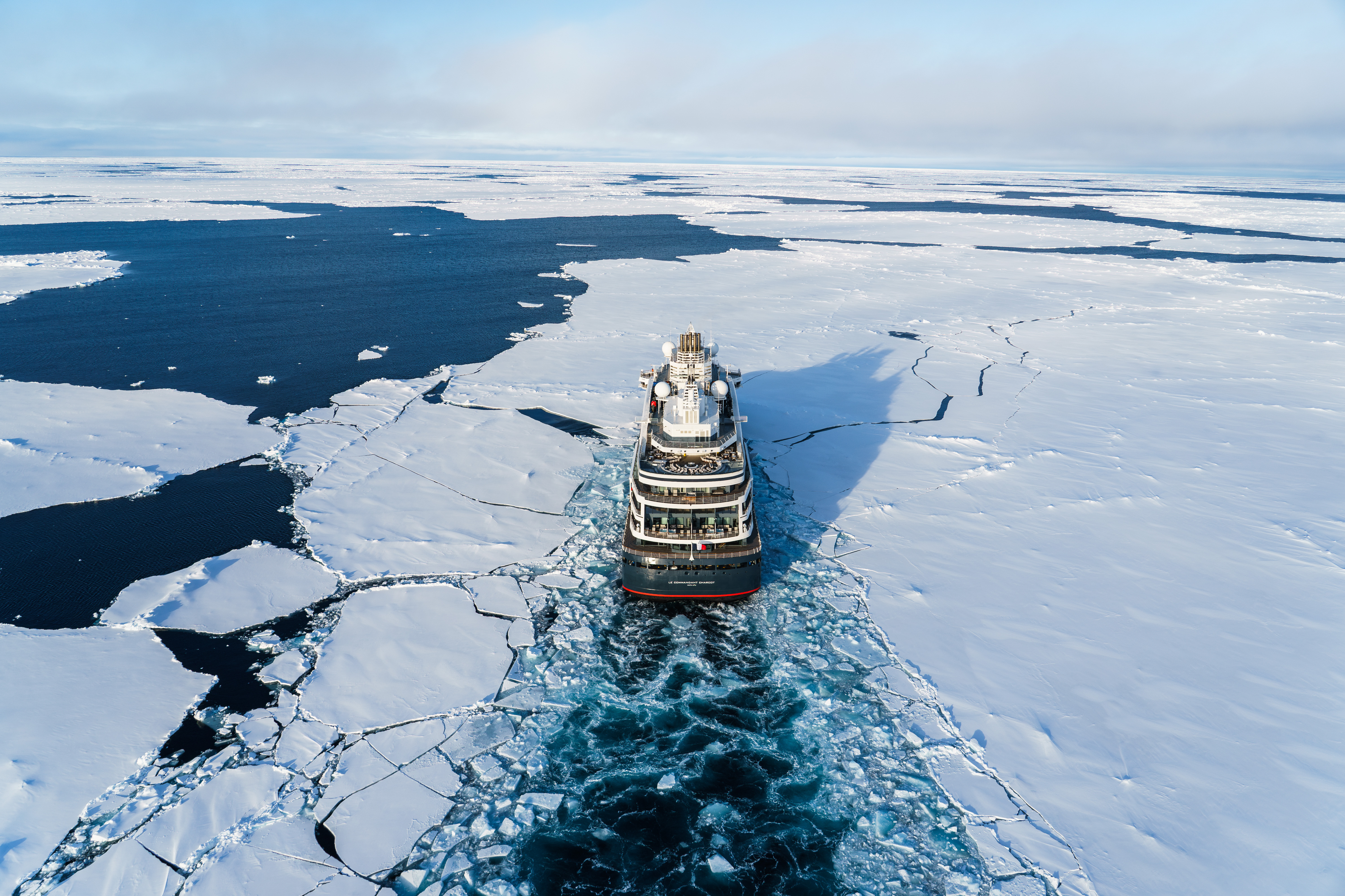 Le Commandant Charcot navigating the ice