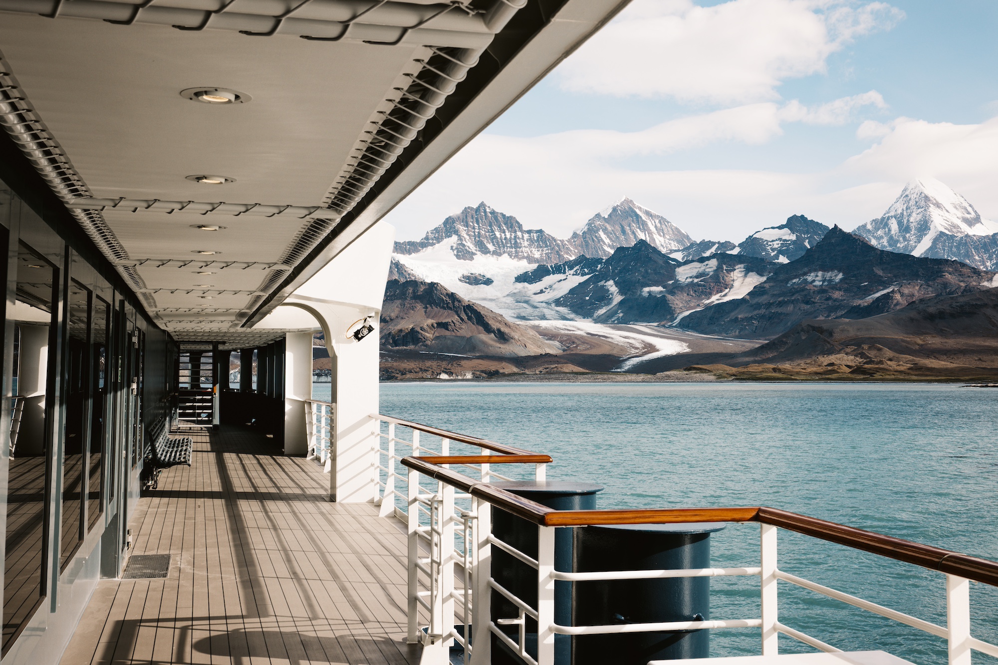 The deck of Le Commandant Charcot, an Arctic ship