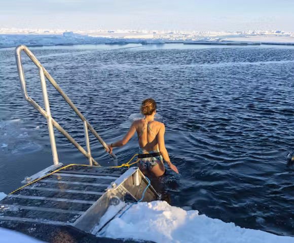Taking a Polar plunge from Le Commandant Charcot