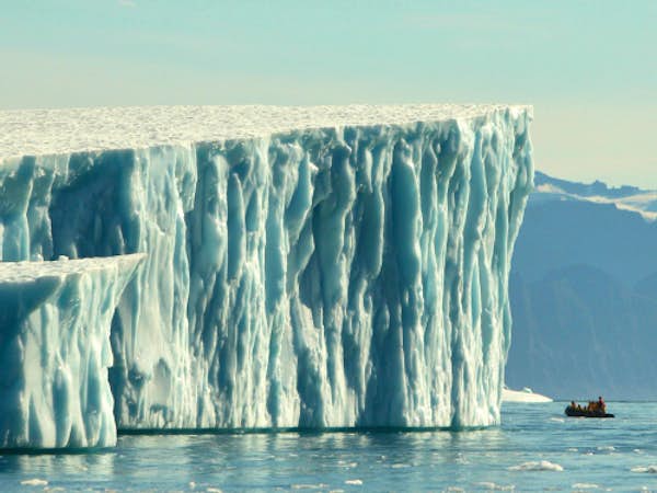 Coming up close to big ice in your zodiac