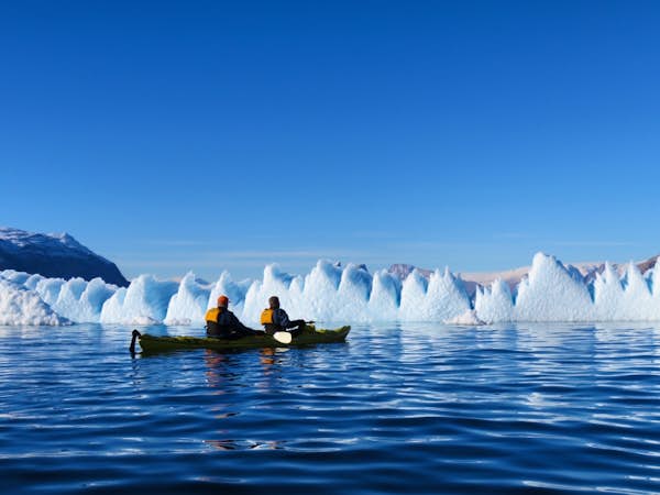 Kayaking through a fjord