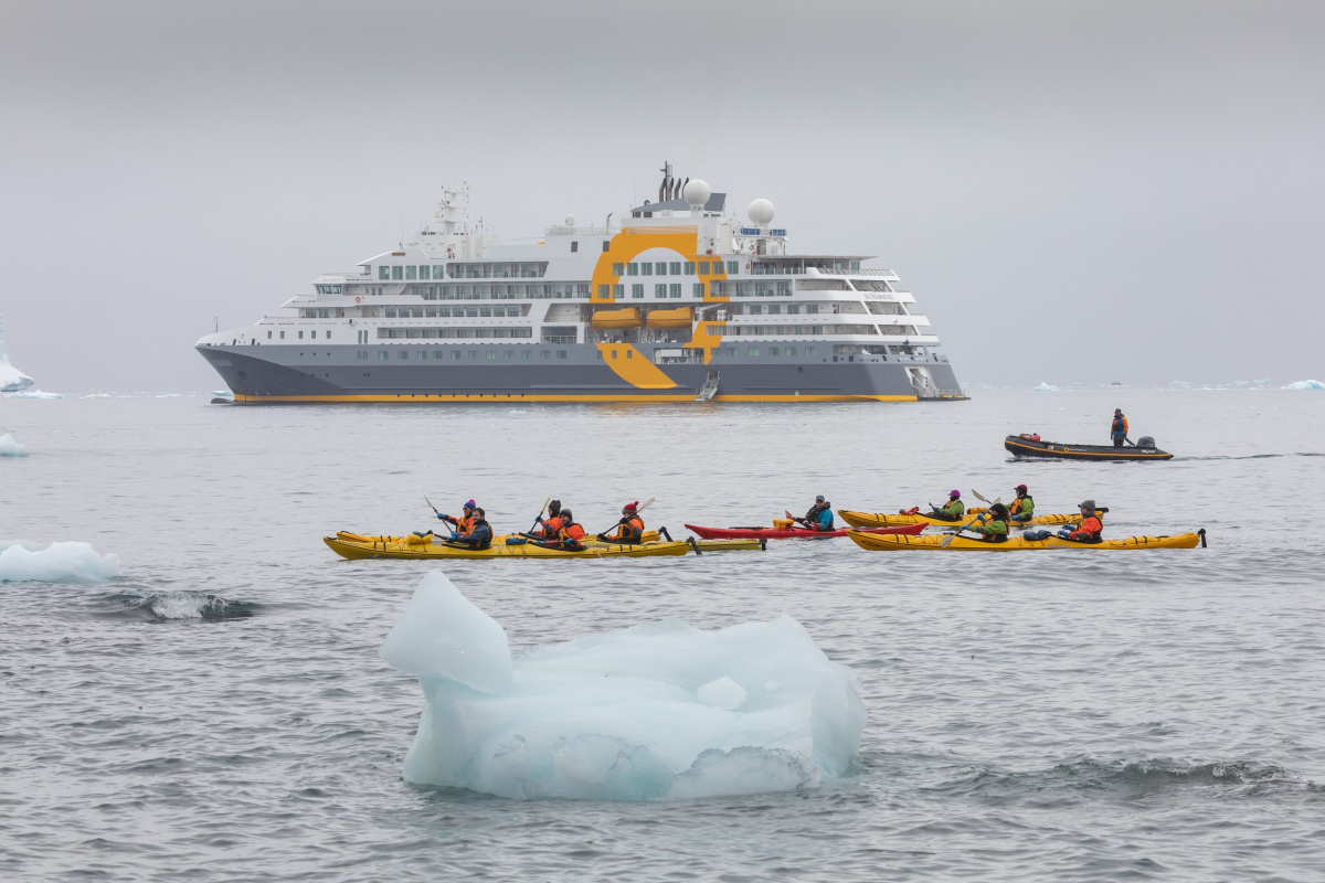 Kayaking from the vessel, Ultramarine
