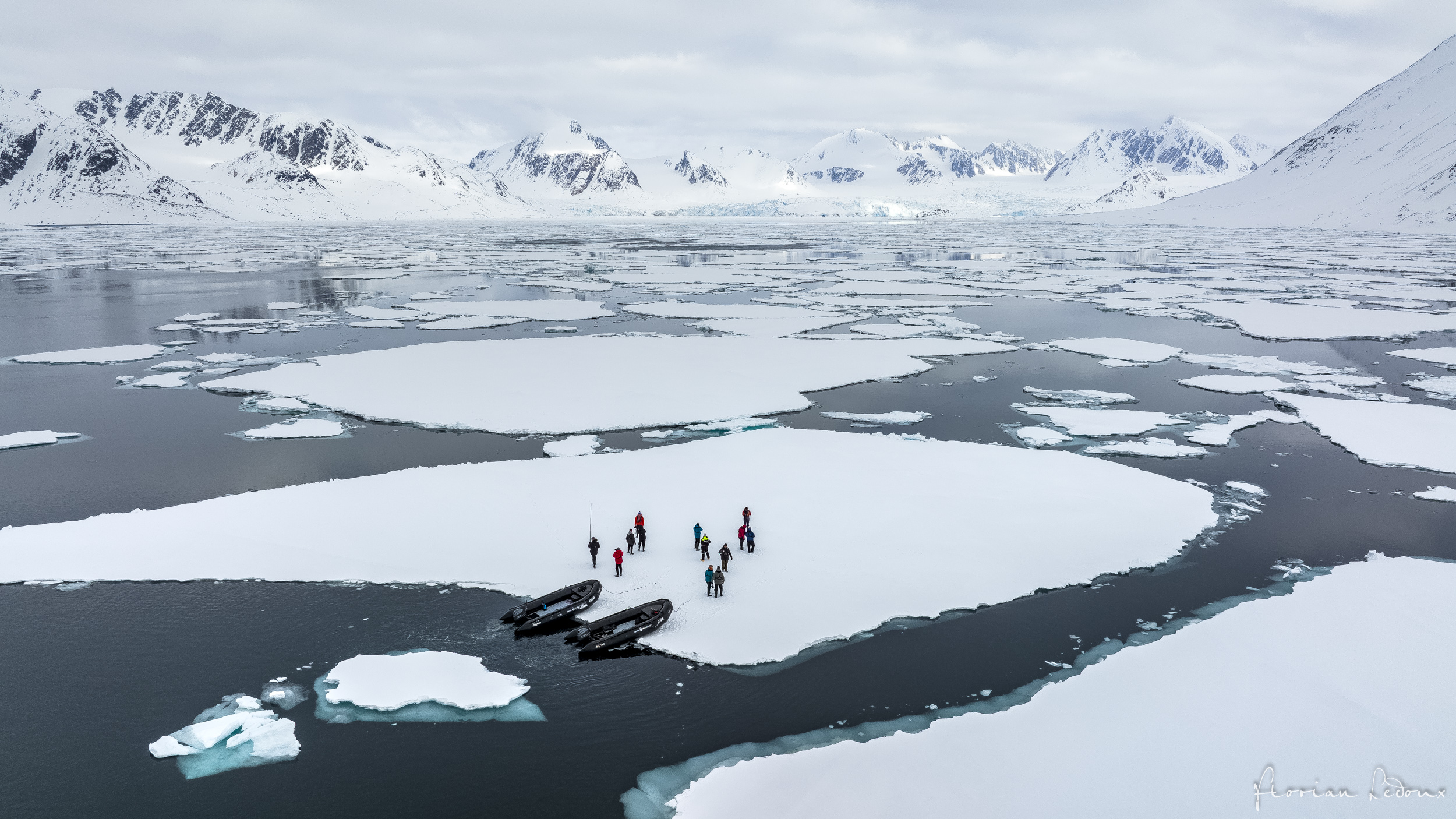 Landing on an ice floe, Svalbard