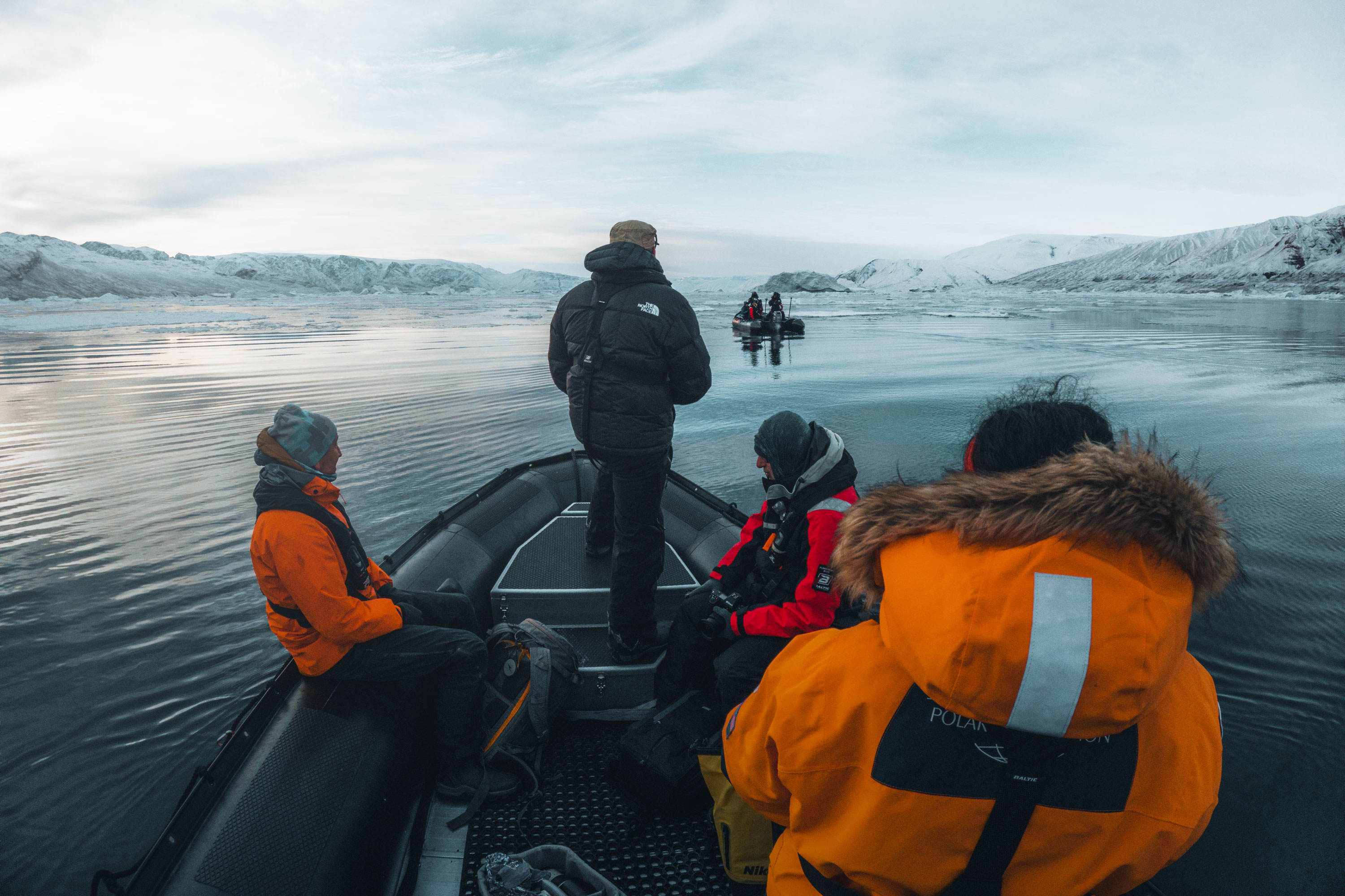 Zodiac excursion in Rødefjord, Scoresbysund, Greenland