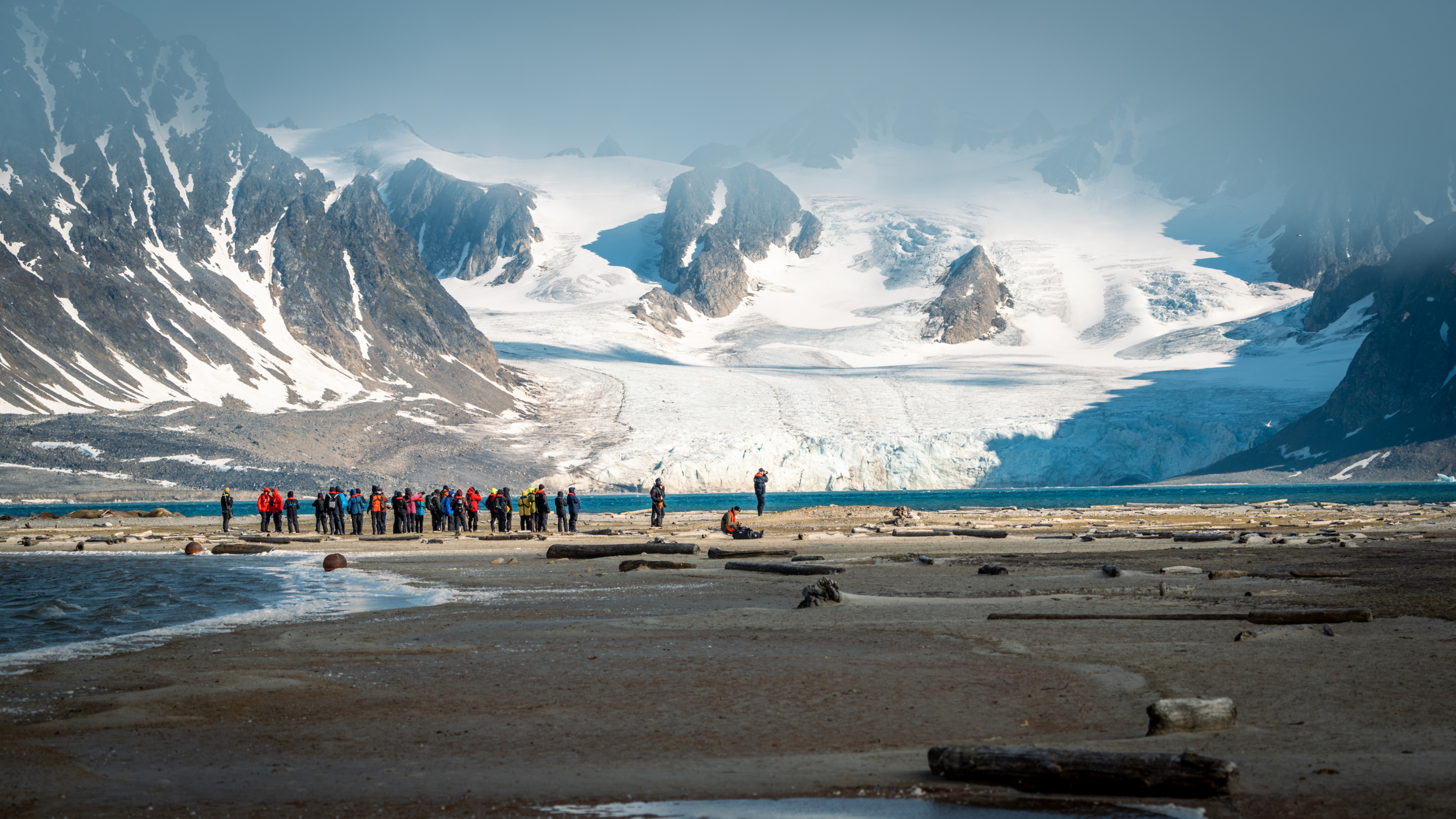 Enjoying a hiking excursion, Svalbard