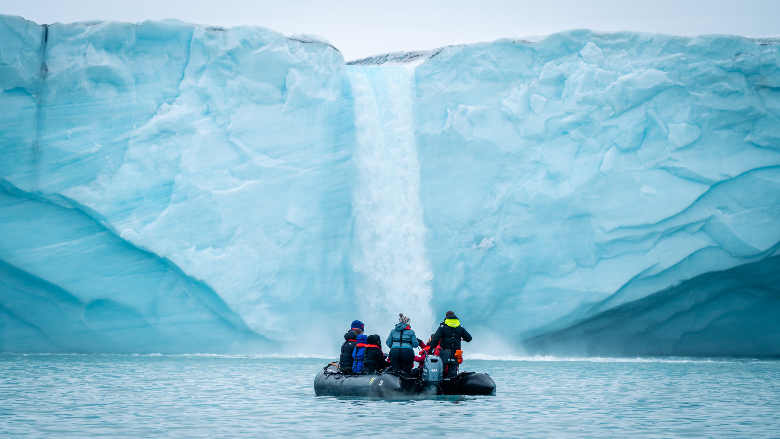 Zodiac excursion to Bråsvellbreen waterfall, Svalbard