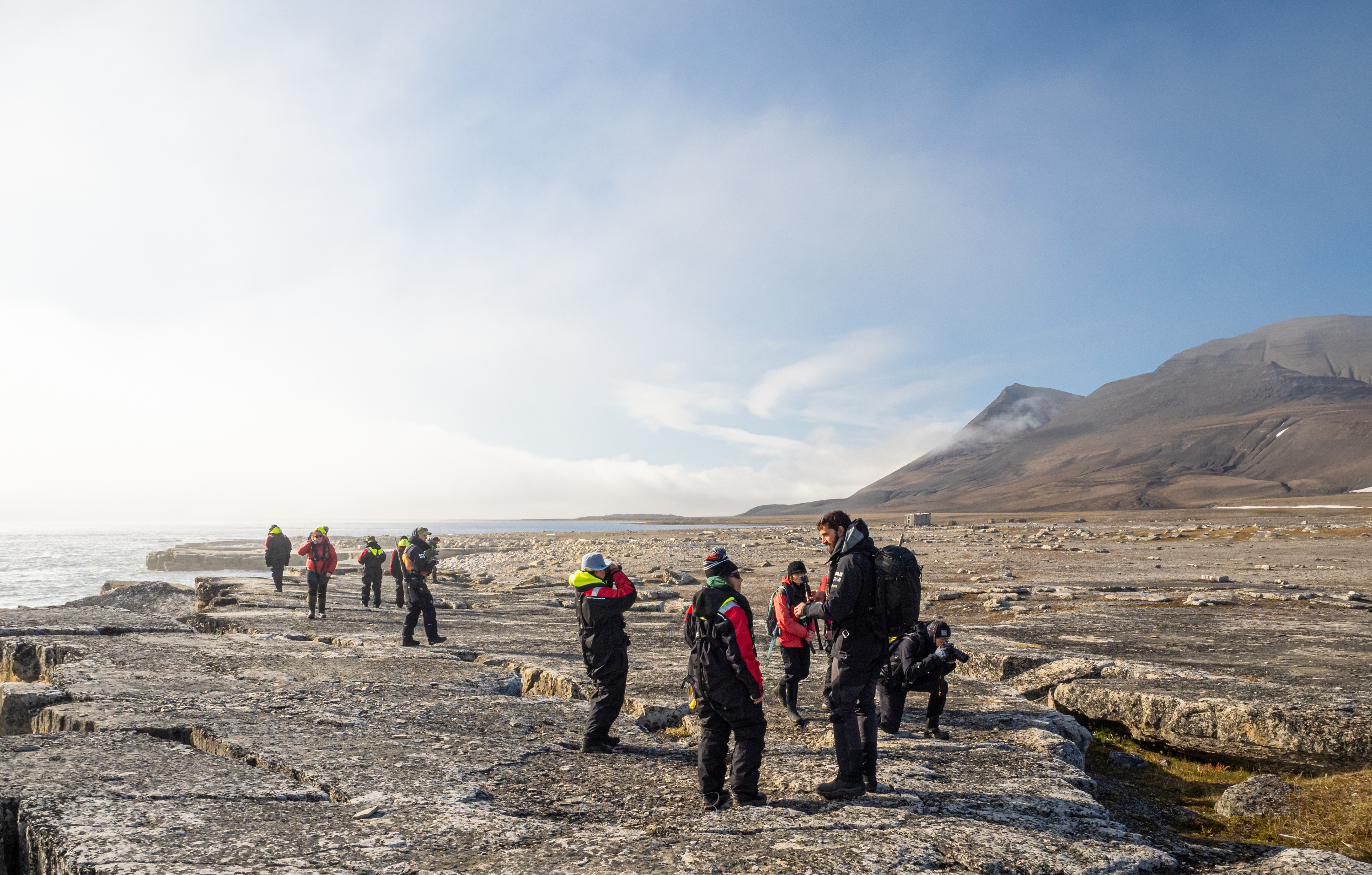 Visiting dinosaur footprints at Boltodden, Svalbard