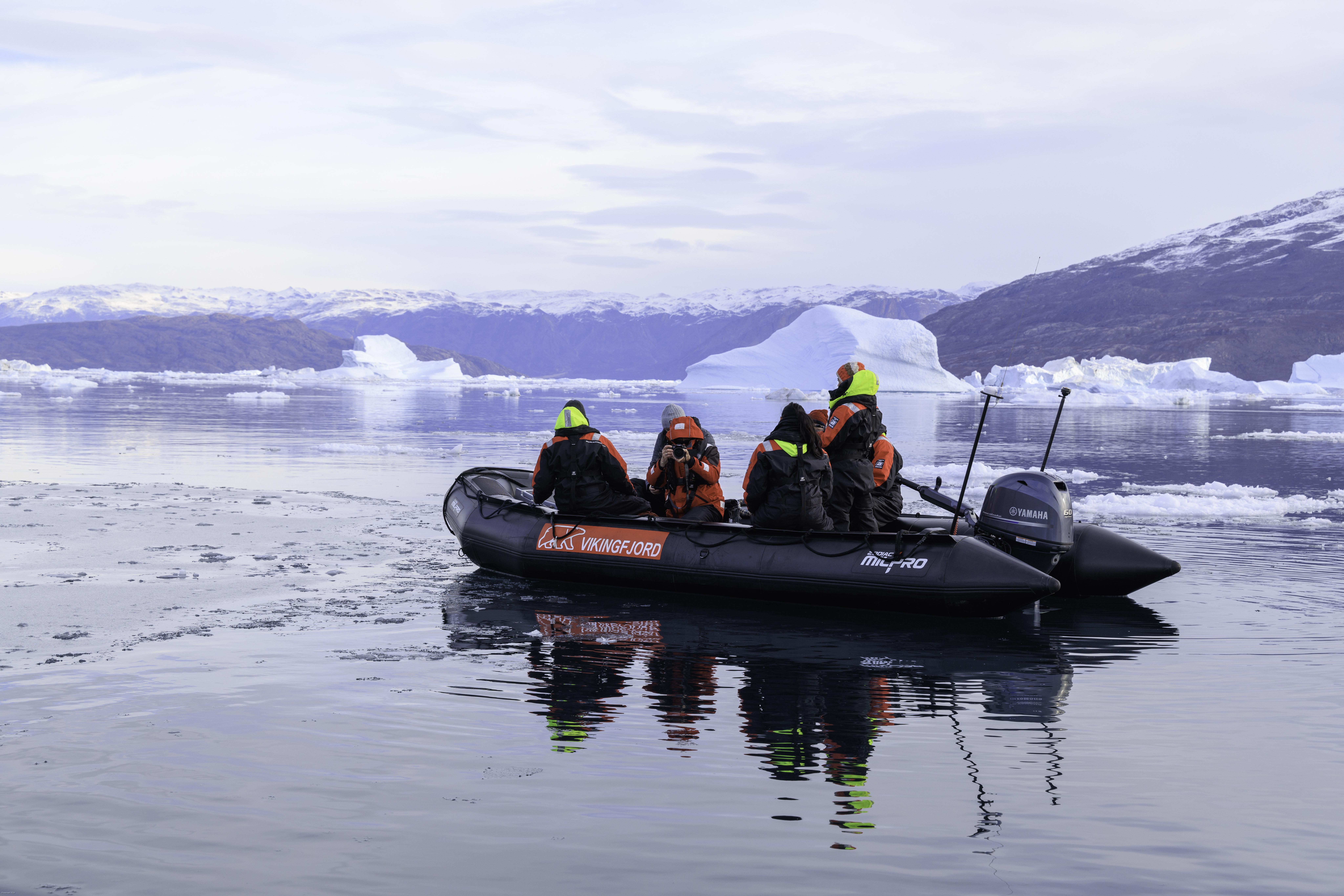 Zodiac cruise in Rødefjord, Scoresbysund, Greenland