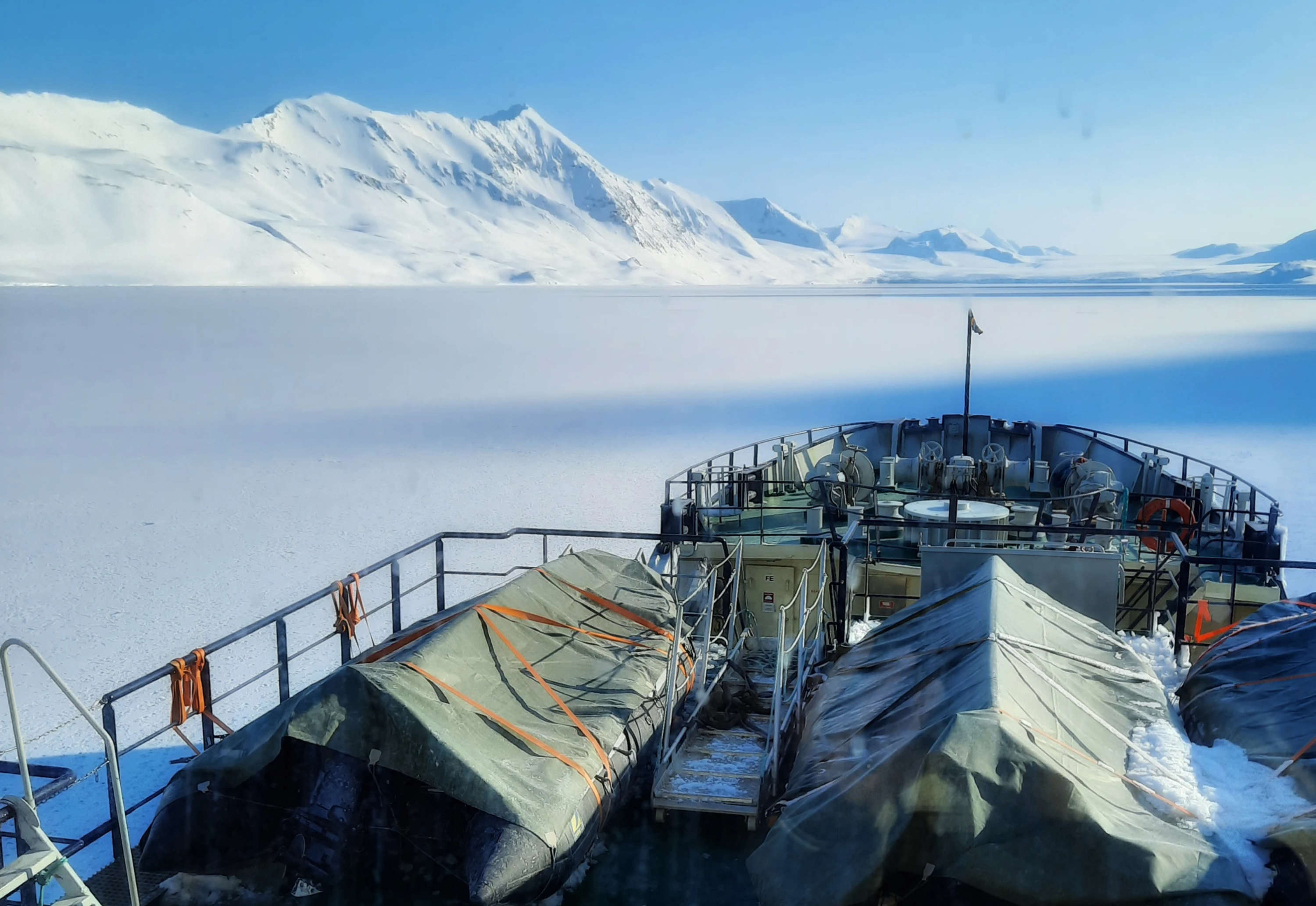 MV Freya navigating through pack ice