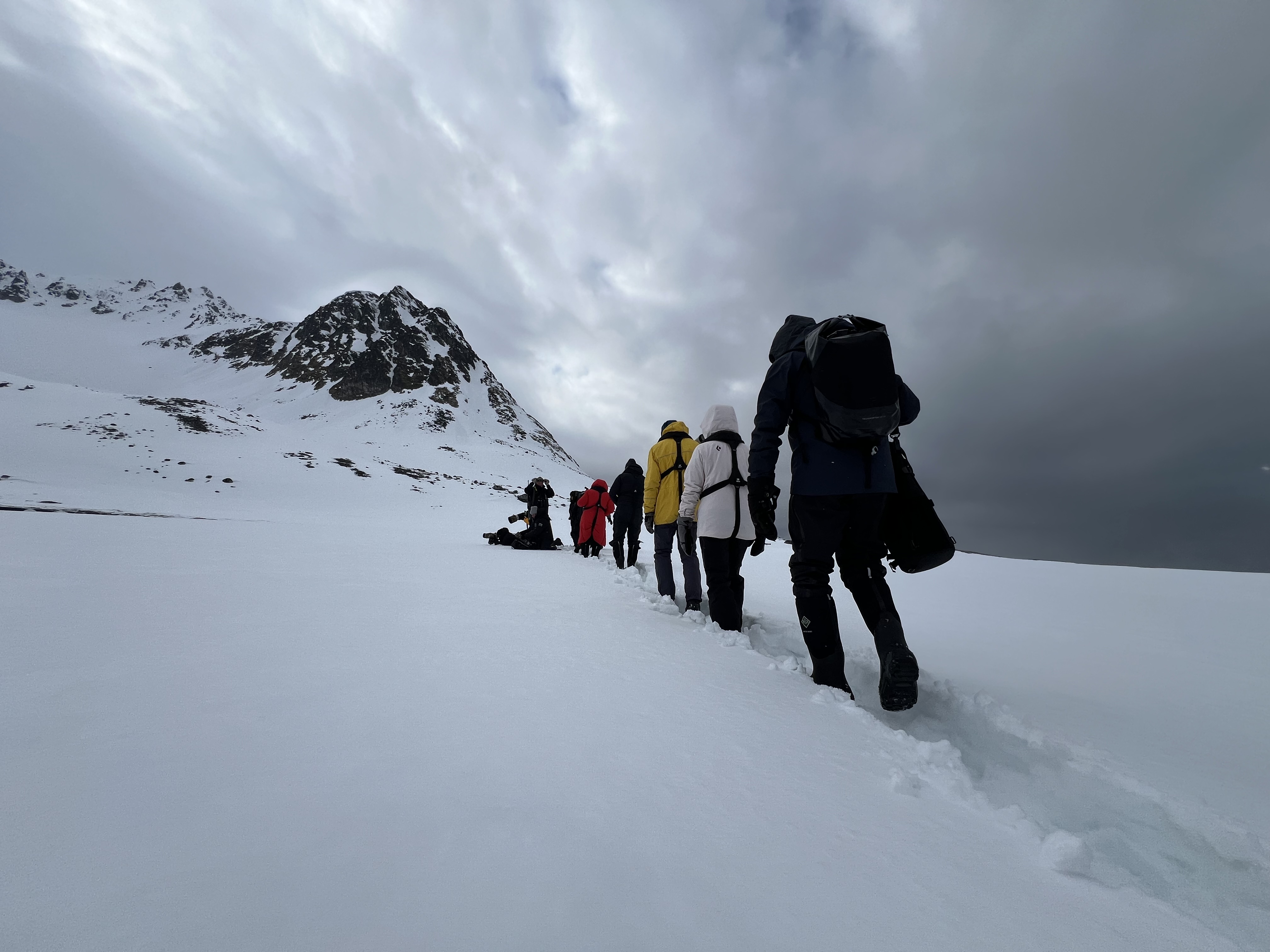 Hiking through snow, Svalbard