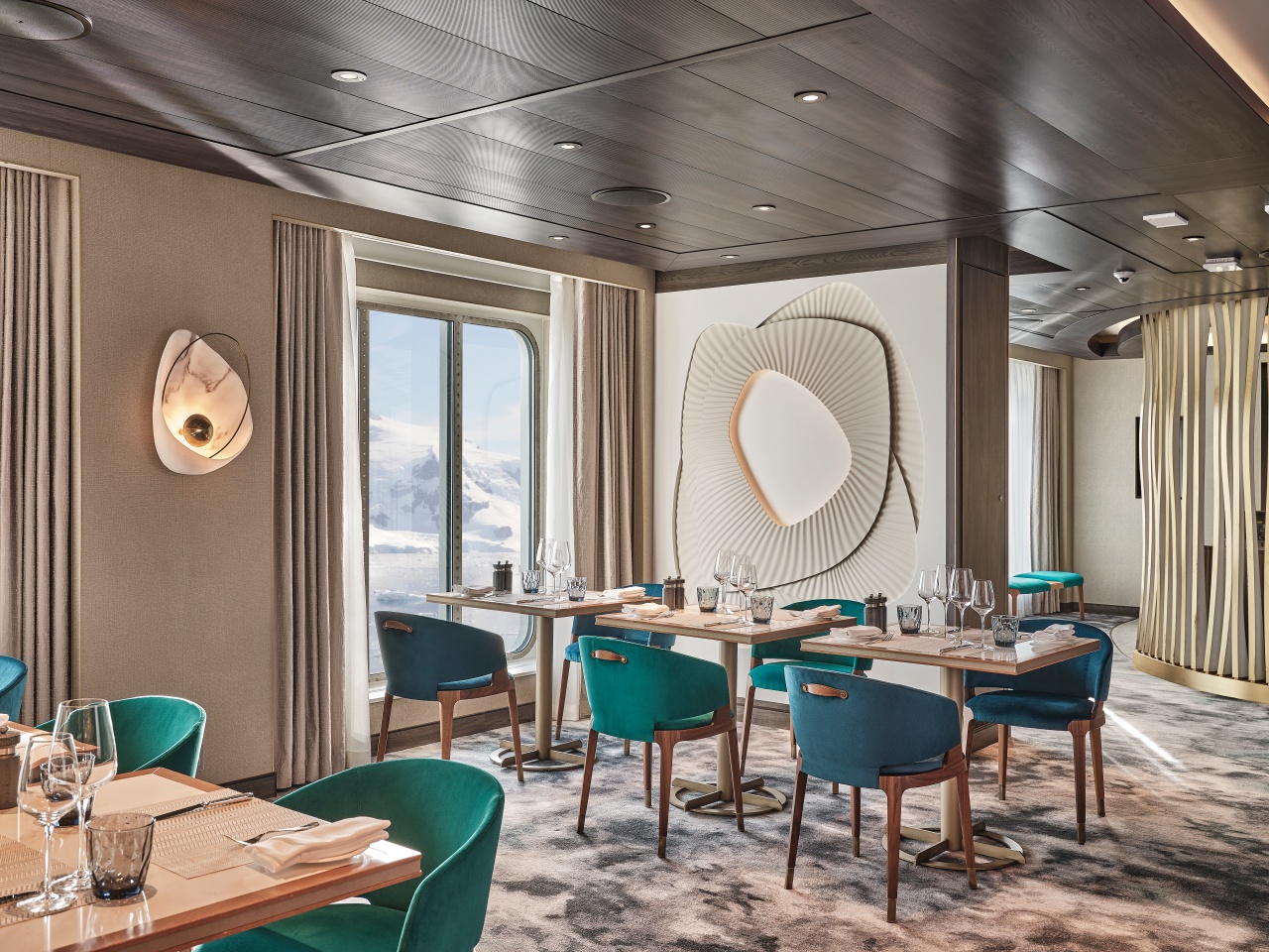 The restaurant onboard Silver Endeavour, Arctic Vessel