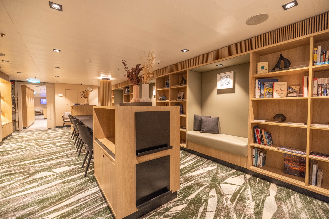 Library onboard SH Diana, Antarctic Ship