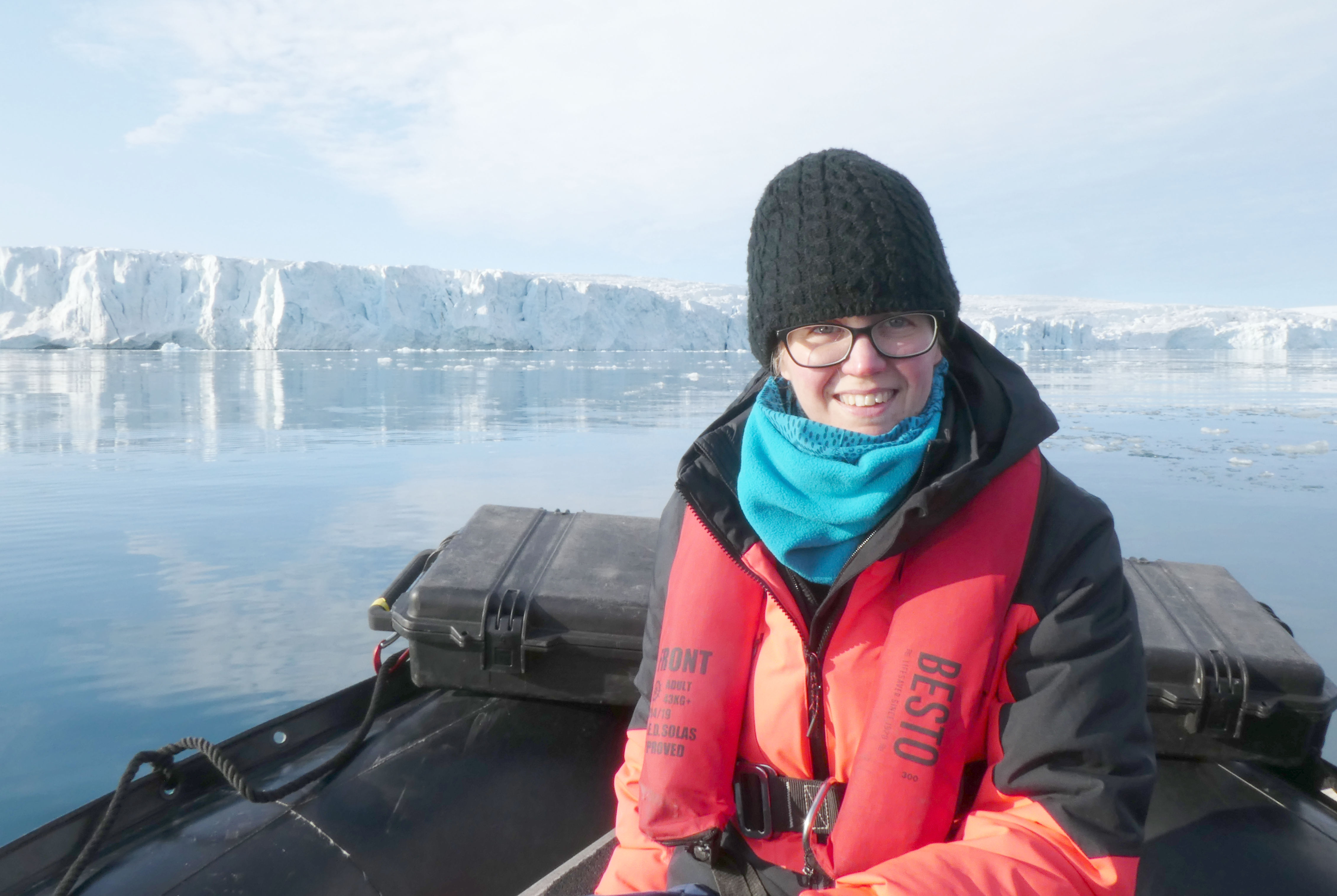 Hannah zodiac cruising in Svalbard