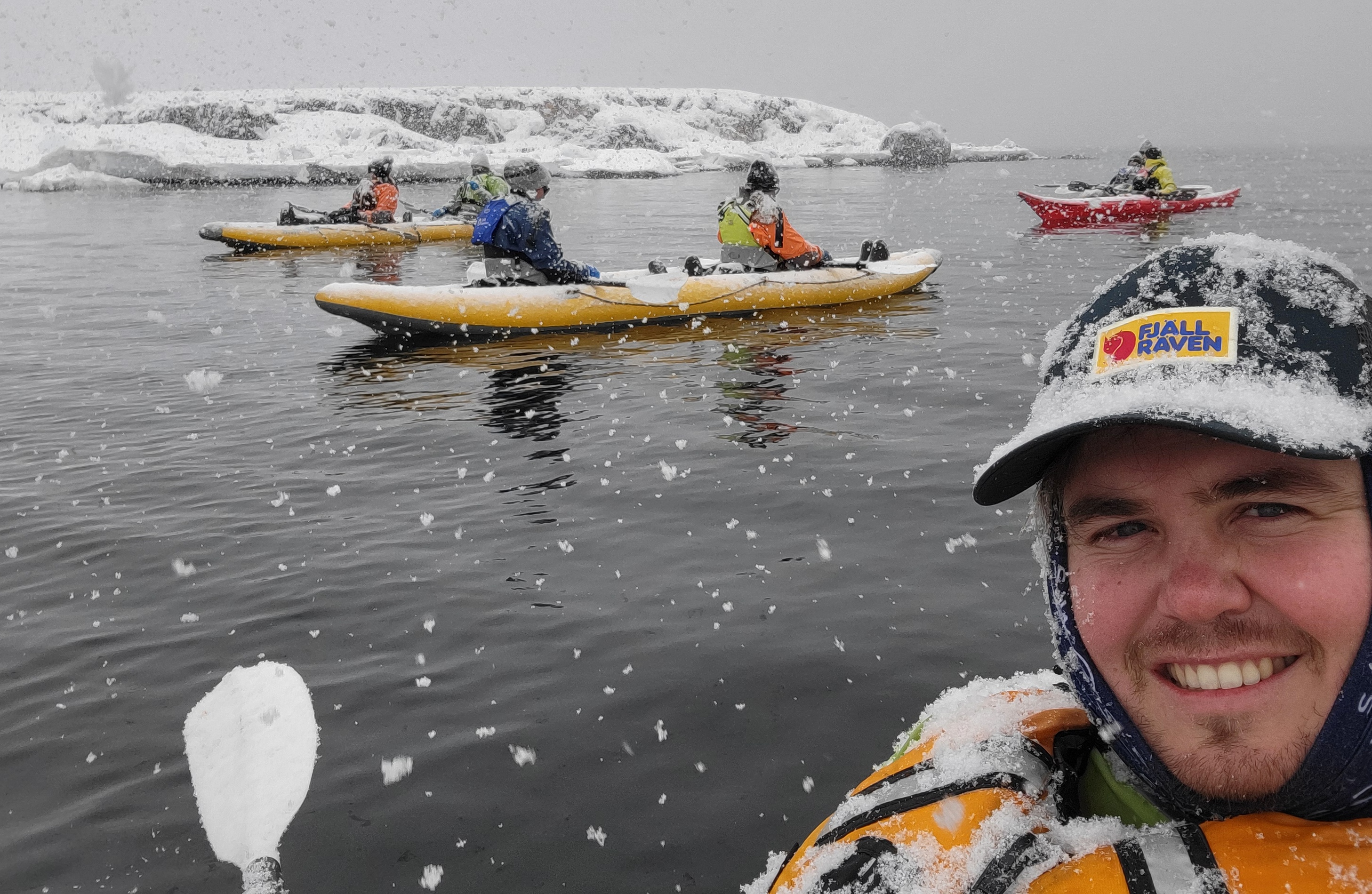 Swoop team member Nardus takes a selfie while kayaking in the Arctic