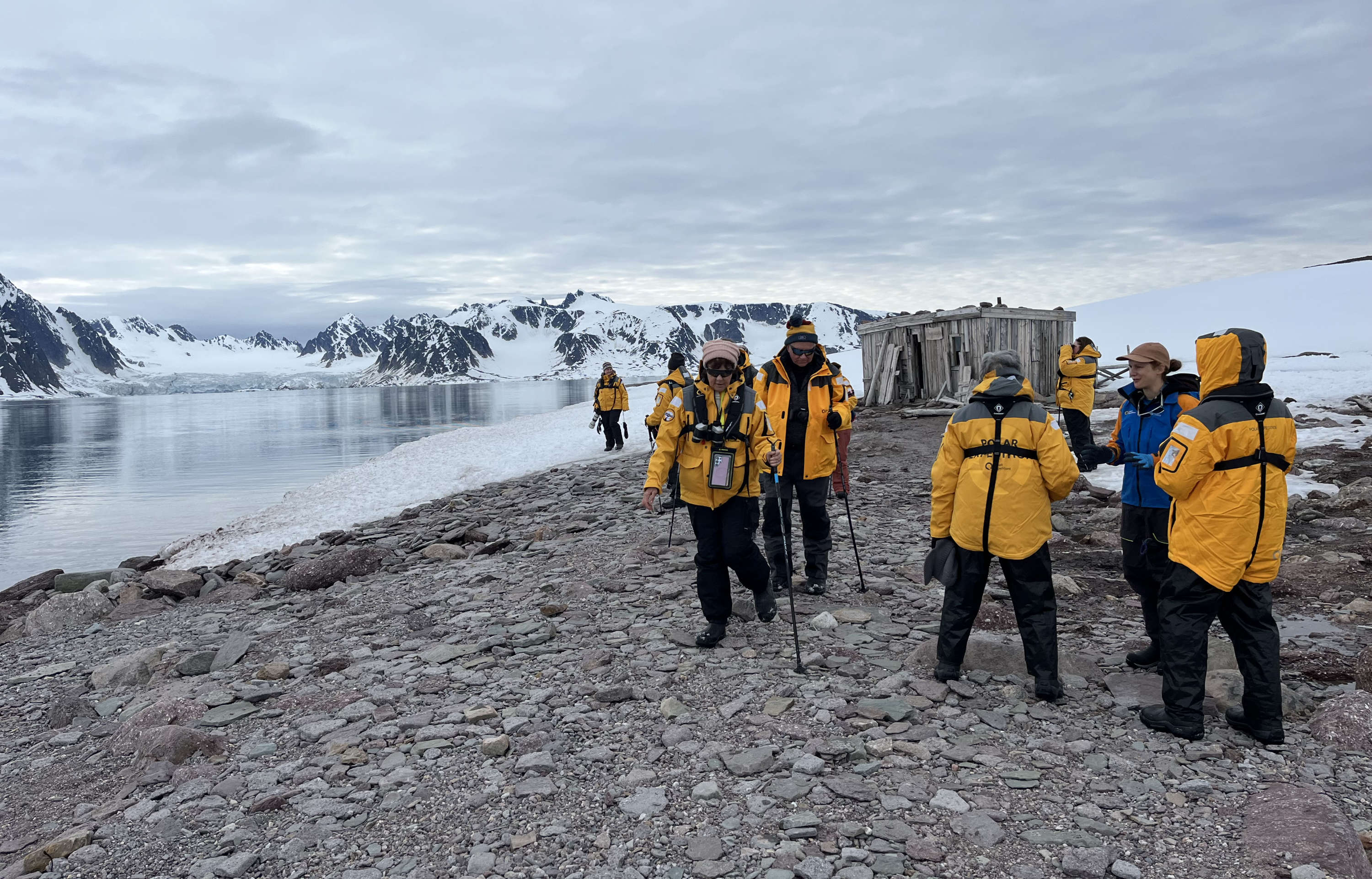Visiting an historic hut, Svalbard