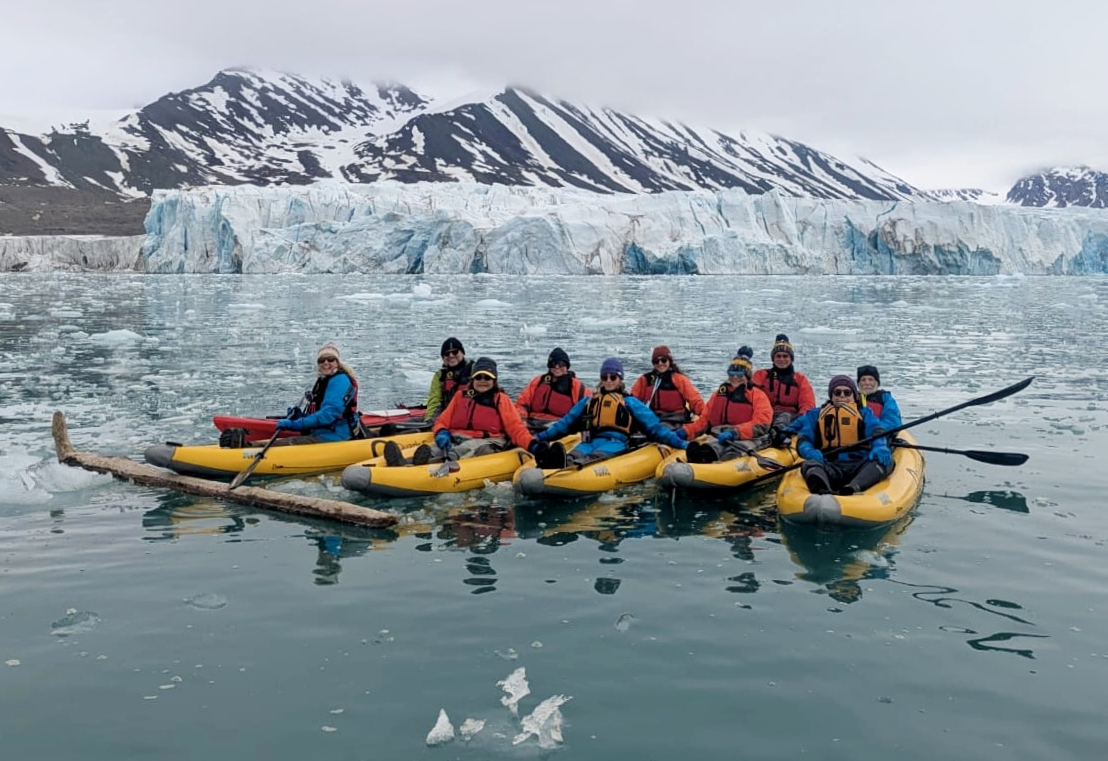 Kayaking in Krossfjorden, Svalbard