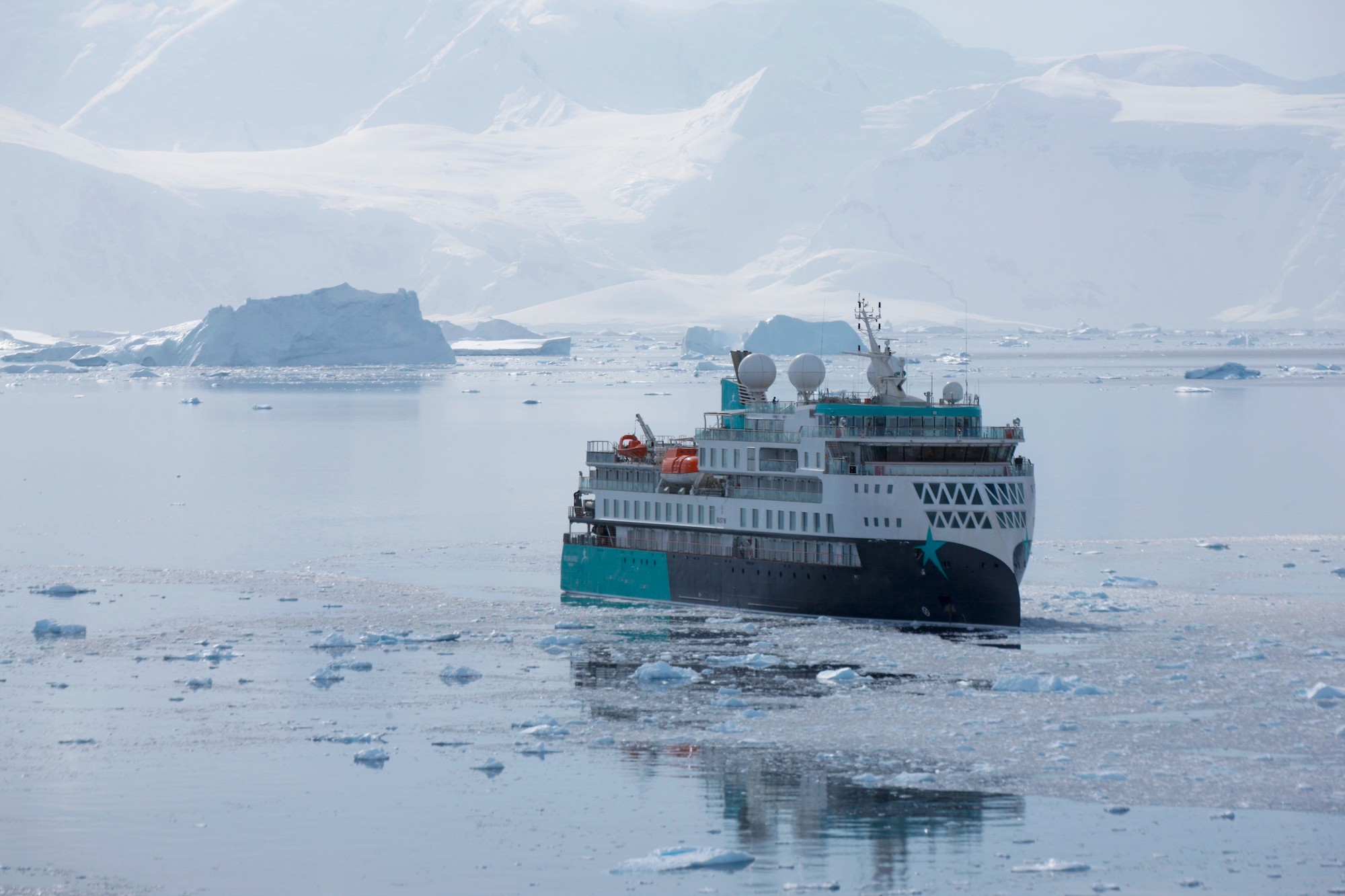 Sylvia Earle, an Arctic ship, navigates ice