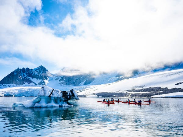 Kayaking in Samarinbreen, Svalbard