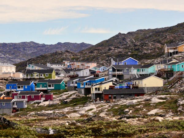 Colours dot the landscape in Ilulissat