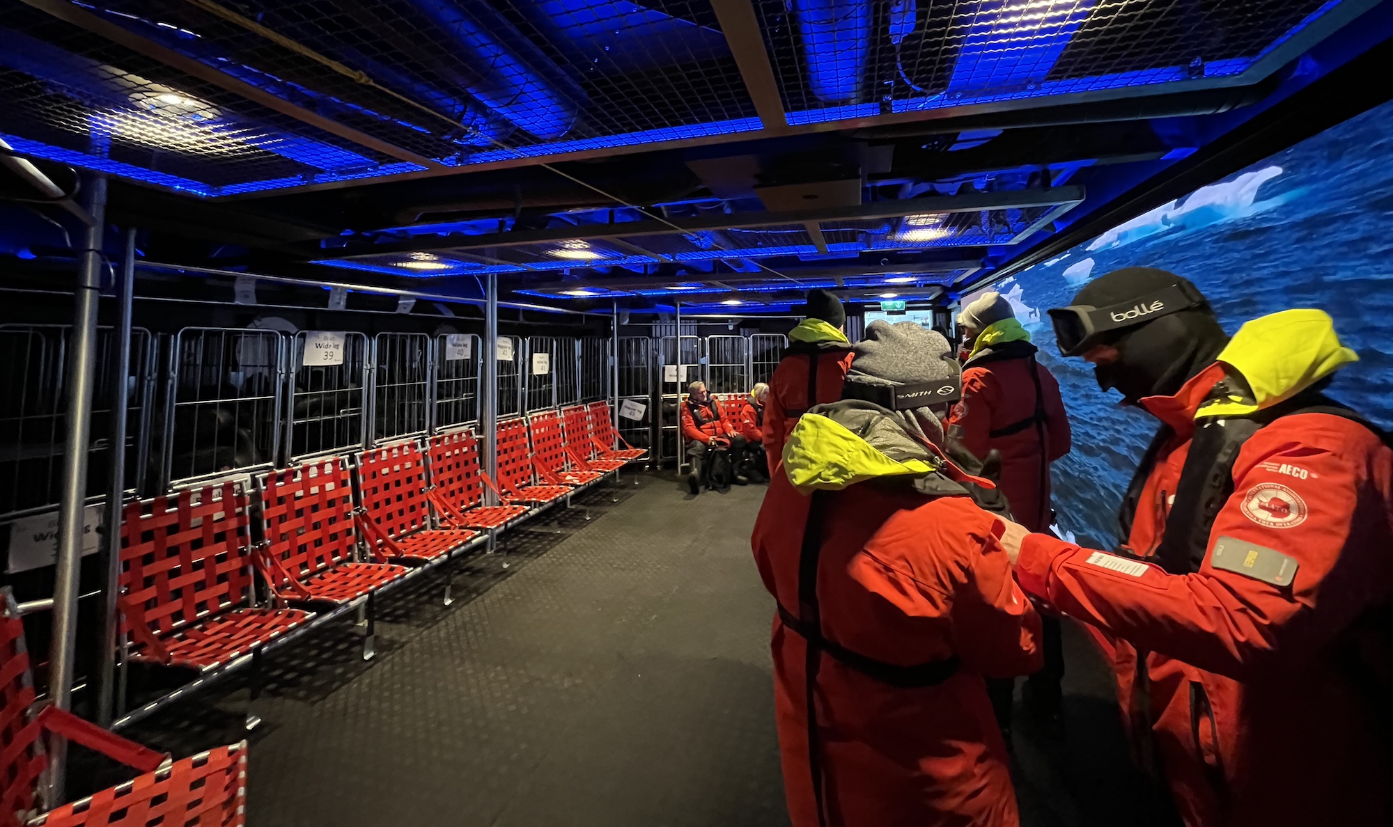 The mudroom on the Roald Amundsen Arctic ship