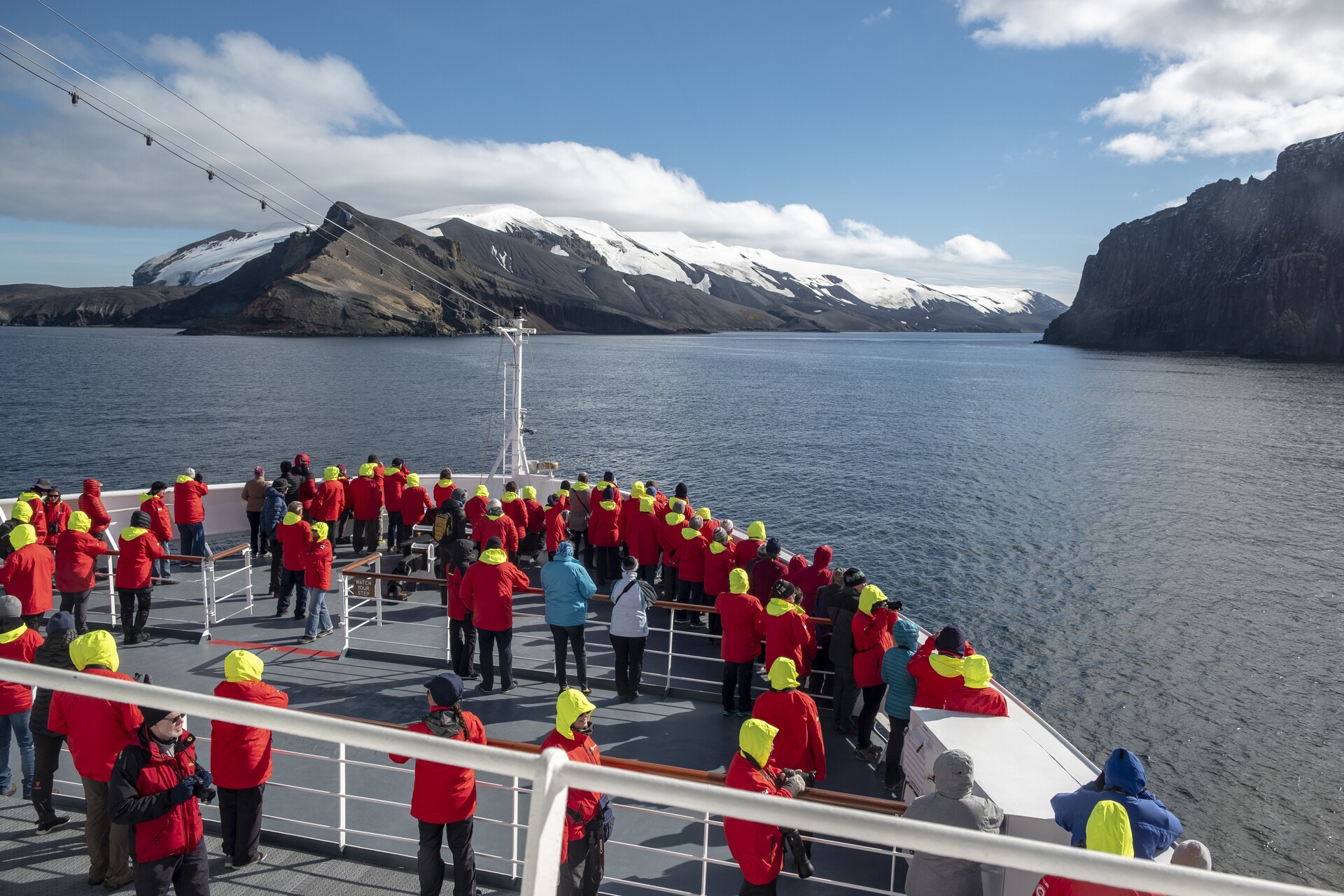 On the deck of the Roald Amundsen Arctic ship