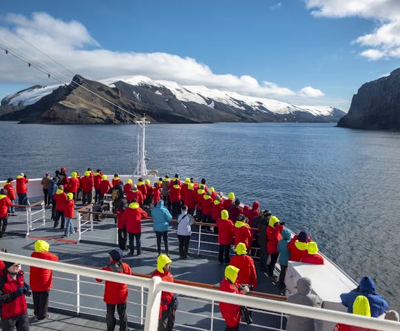 On the deck of the Roald Amundsen Arctic ship