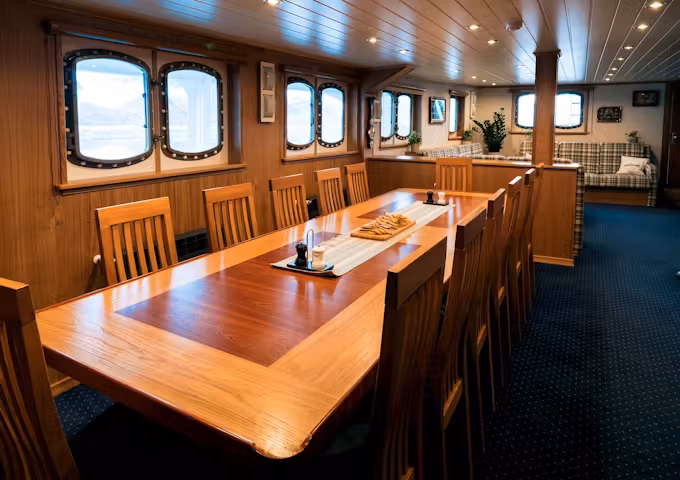 Arctic ship MS Sjøveien's dining area