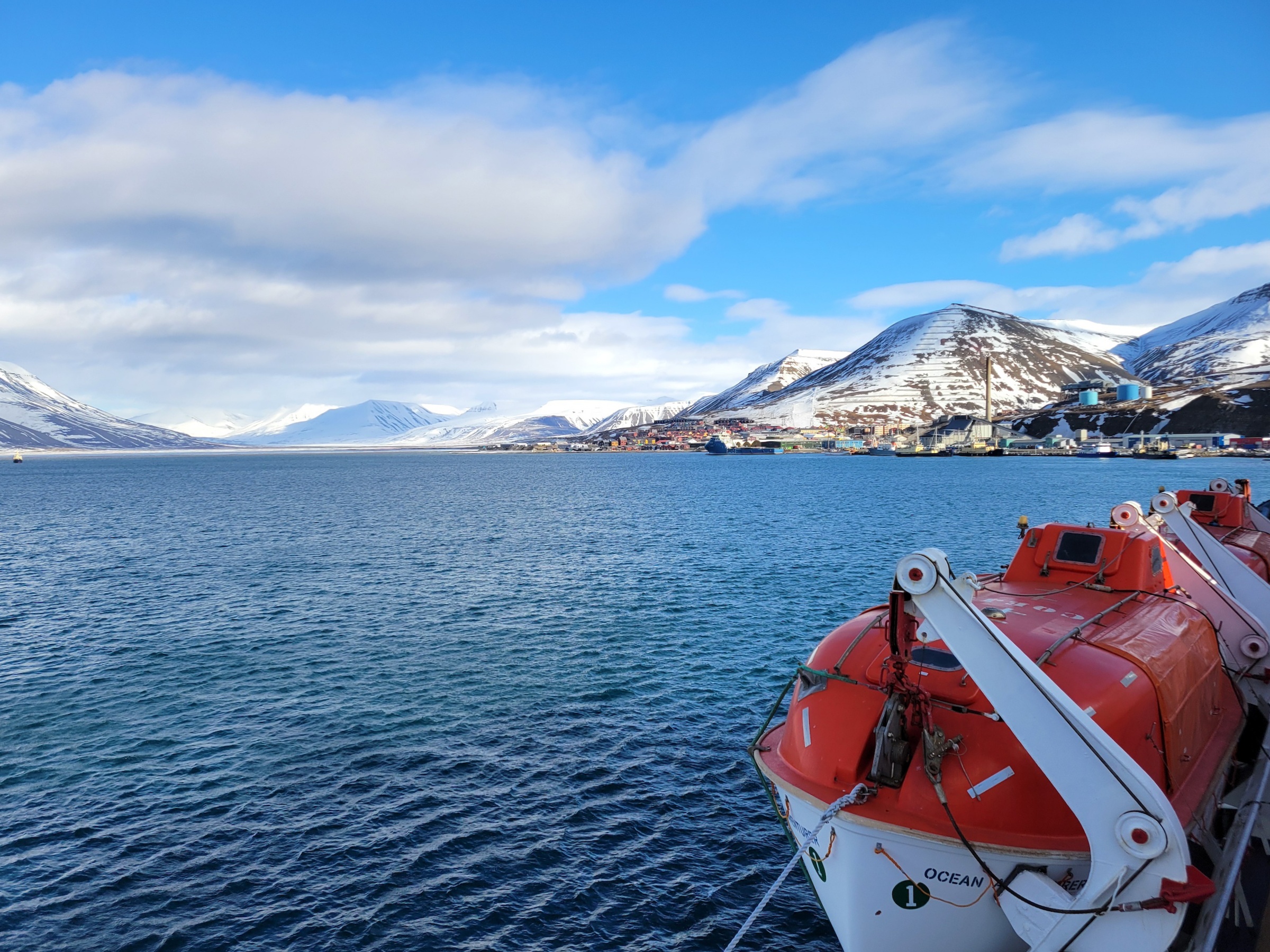 Svalbard from the deck of an Arctic ship 