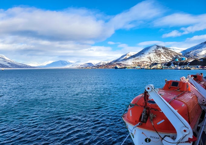 Svalbard from the deck of an Arctic ship