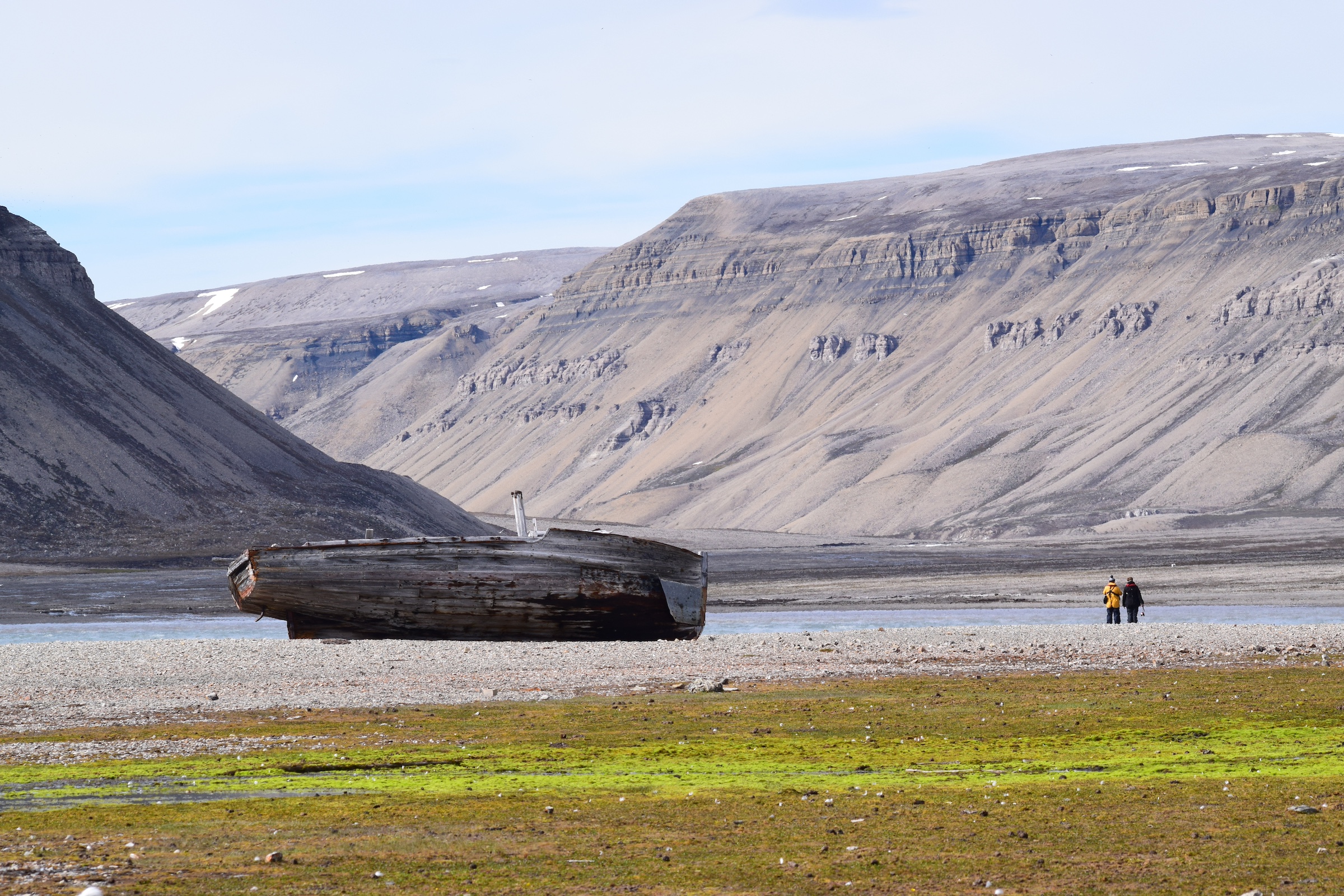 Walking alongside historical relics, Skansbukta in Svalbard